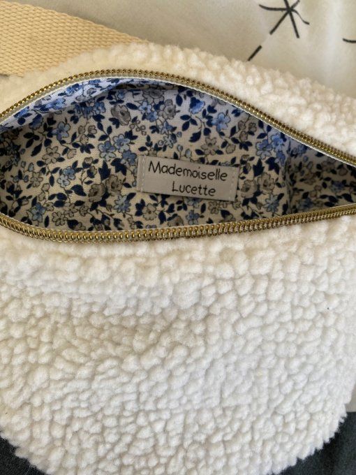 Sac banane enfant en moumoute écru