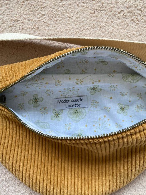 Sac banane velours côtelé moutarde